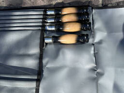 Набор шампуров Арго 6/1/1 двухцветная ручка в сером чехле