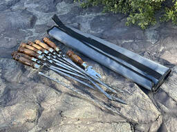 Набор шампуров Арго 6/1/1 ретро ручка в сером чехле