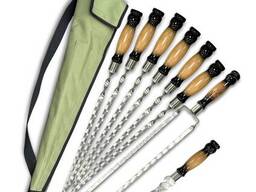 Набор шампуров Лира 6/1/1 двухцветная ручка в зеленом чехле