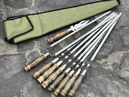 Набор шампуров Лира 6/1/1 мраморная ручка в зеленом чехле