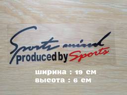 Наклейка на авто Чёрная с Красным Sport mind produced by sports