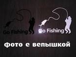 Наклейка На рыбалку Черная, Белая светоотражающая Тюнинг авт