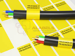 Наклейки желтого цвета для маркировки кабеля c D от 3 до 14 мм. или пучка кабелей