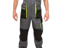 Напвікомбінезон робочий сірого кольору з салатовим оздобленням, 21334