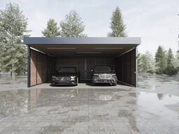 Автонавес для двух автомобилей с хозблоком