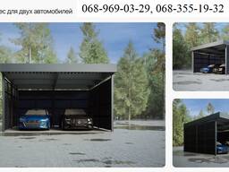 Навіс із полікарбонату на 2 автомобілі