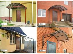 Навесы, козырьки от непогоды, изготовление и монтаж.