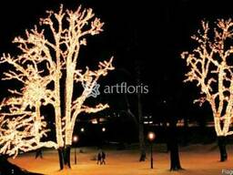 Монтаж украшений и гирлянд на елку, дерево, фасад