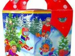 Новогодняя упаковка "Бант веселый дед Мороз" на 700г.