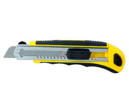 Нож строительный (пластик/резина корпус) лезвие 8шт 18мм автоматический замок Sigma. ..