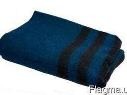 Одеяло армейское синее с черными полосами,80% шерсти