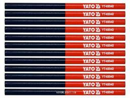 Олівці столярні двоколірні YATO 175 мм стержень 4 x 2 мм 12 шт