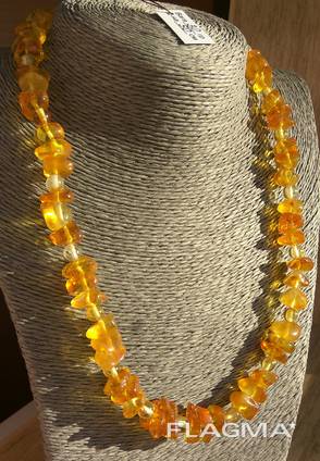 Оригинальное янтарное ожерелье, бусы из прозрачного янтаря