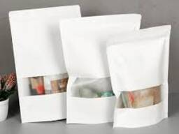 Пакет Дой-Пак з віконцем білий 130×200( дно 45) мм