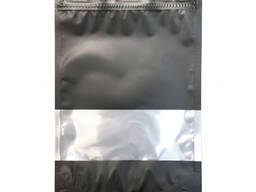 Пакет Дой-Пак з віконцем чорний металізований 130×200( дно 45) мм