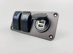 Панель с двумя переключателями и USB-зарядкой