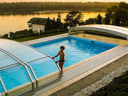 Павильон из поликарбоната для бассейна раздвижный арочный