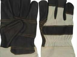 Перчатки рабочие кожаные, мебельная кожа с ХБ манжетом