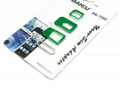 Переходник для SIM карт Bakku BK-7292 3 в 1, micro-nano, micro-sim, nano-sim, Green. ..
