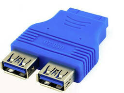 Переходник USB 3.0 для материнской платы, 20pin to 2 port USB 3.0, внутренний, Пакет