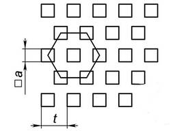 Перфорированные листы квадратные отверстия по шестиугольнику