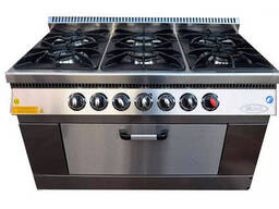 Плита промышленная с газовым контроллером Pimak 70S-M015-6F 6 конфорок с духовкой