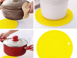 Подставка в виде сот круглая силиконовая под горячее коврик для чашки банки 17.5 см