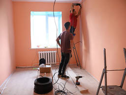 Ремонт квартир Перекраска обоев под покраску. Покраска стен по обоям. Поклейка обоев.