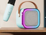 Портативная колонка с караоке микрофоном и RGB подсветкой K12 10W Bluetooth. Цвет: голубой - фото 3