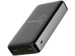 Повербанк Warmsof 20000mAh 2xUSB 1хType-C Power Delivery 3.0 Quick Charge 3.0 Чорний