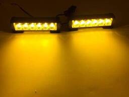 Проблисковий LED-маячок стробоскоп 2 секції, 7 варіантів бурштинового спалаху 12В/24В...