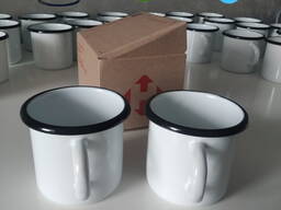 Продам эмалированную кружку 0,4л. , железная, набор 2шт. , чашка новая