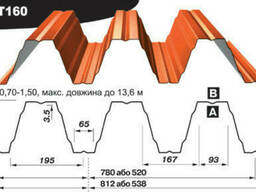 Профнастил оцинкованный несущий Pruszynski Т 160 толщина. ..