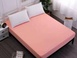 Простынь на резинке Персик поплин Люкс, Турция 160*200*20