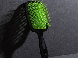 Расческа щетка для волос Superbrush Plus Hollow Comb Черно-салатовый