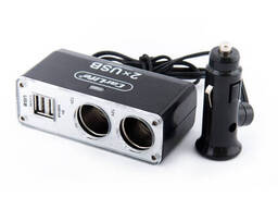 Разветвитель прикуривателя Carlife 2в1 + 2 USB, 12В, 5A