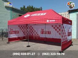 Рекламний шатер 6х3 промо-палатка з логотипами компанії. Виготовлення рекламні шатри