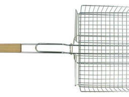 Грати-гриль кошик 25х31 см, з ручкою дерево, 56 см