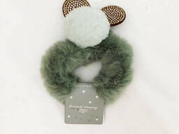 Гумки для волосся з вушками ведмедика. Колір зелений