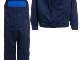 Робочий костюм з напівкомбінезоном синій (саржа)