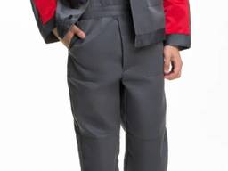 Робочий костюм з напівкомбінезоном, сірий з червоним, арт.01123