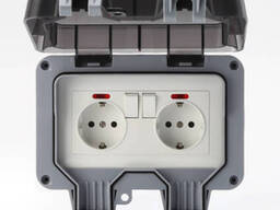 Розетка влагозащищенная IP66 внешняя двойная SKY (MP22-G-SN) 16 А/250V.