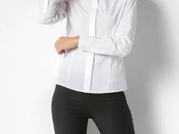 Рубашка для официанта женская с потайной планкой и длинным рукавом белая
