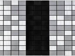 Самоклеюча алюмінієва плитка срібна з чорним мозаїка SW-00001825 (D) 300х300х3мм