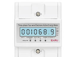 Счетчик электроэнергии 230/400В 3 фазный 100А на DIN рейку с подсветкой EARU EA771