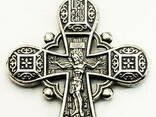 Серебряный крест Распятие Христово Православный Крест с литым цельным ушком