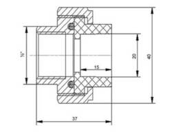 Згін "Американка" латунна зі зварною головкою PPR Blue Ocean 20х1/2" ВР