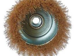 Щетка-чашка Vitals гофрированная латунированная 125 мм М14, 0,3 мм