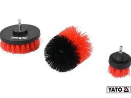 Щітки з нейлоновим ворсом до дриля зі шпинделем HEX-1/4, 3 шт, YT-47553 YATO