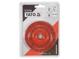 Щітка дискова зачисна з нейлоновим ворсом до дрилі YATO Ø100 мм 4500 об/хв зі шпинделем. ..